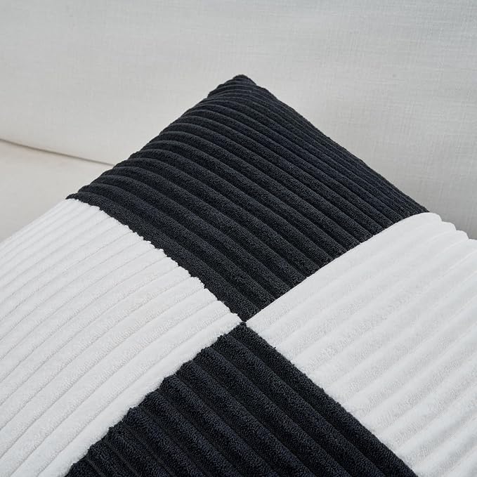 Fancy Homi Set of 2 Black White Decorative Throw Pillow Covers 16x16 Inch - Image 3