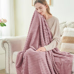 BEDELITE 3D Ribbed Berry Purple Fleece Throw Blanket - Image 4