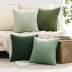 MIULEE Soft Corduroy Decorative Throw Pillow Covers Forest Green 22x22 | Set of - Image 4