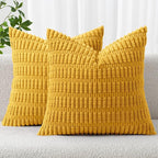 MIULEE Euro Corduroy Decorative Throw Pillow Covers 24x24 Mustard Yellow | Pack by MIULEE
