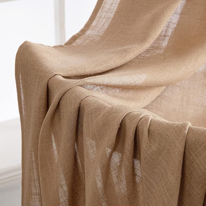 MIULEE Brown Linen Curtains 37x72 Inch Length 2 Panels | Window Drapes - Image 6