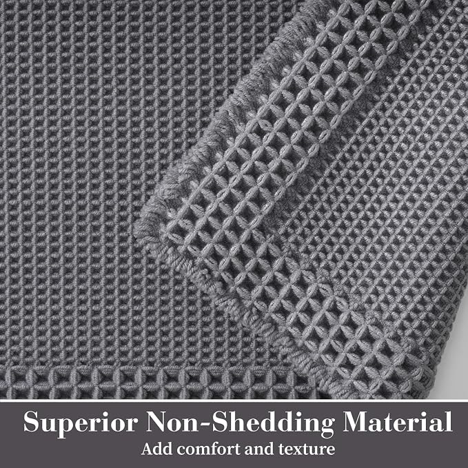 RESARE Waffle Bath Mat for Bathroom, Non Slip Bathroom Rugs 17x24 Dark Grey | - Image 2