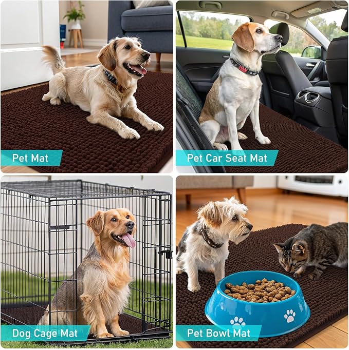 OLANLY Dog Door Mat for Muddy Paws 59x24, Super Absorbent Chenille Mud Mat | - Image 7