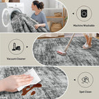 8x10 Area Rugs for Living Room: Washable Abstract Black Badroom Carpet | - Image 4