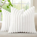 decorUhome Fall Faux Fur Throw Pillow Covers 20x20 Set of 2 White | Decorative by decorUhome