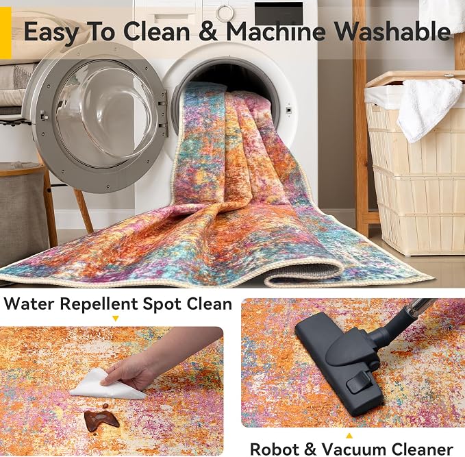 RELEANY Washable 5'x7' Abstract Area Rug - Image 6