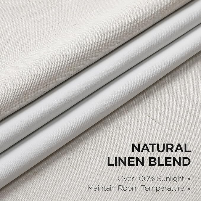 Joydeco 100% Blackout Pleated Curtains, Linen Window Curtains 2 Panel Sets 108 - Image 2