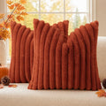 decorUhome Fall Faux Fur Throw Pillow Covers 26x26 Set of 2 Rust | Decorative by decorUhome