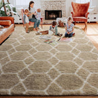 Area Rugs for Living Room, 7x10 Fluffy Beige and White Modern Bedroom Rug | - Image 8