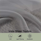 Sheer Grey Curtains, Sheer Curtains 63 inch Length 2 Panels Set, Rod Pocket - Image 5