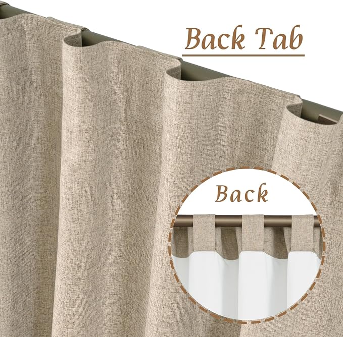 Natural 100% Blackout Linen Curtains 54 Inches 2 Panels, 42 x 54 Inch | Privacy - Image 6