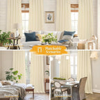 Semi Sheer Beige Linen Curtains 63 Inch Length - Image 6