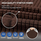 Stretch Couch Covers for Sofa, 3 Cushion Couch Slipcover, Chocolate | 1-Piece - Image 5