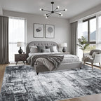 Area Rug Living Room: 4x6 Modern Washable Soft Carpet Dark Black | - Image 3