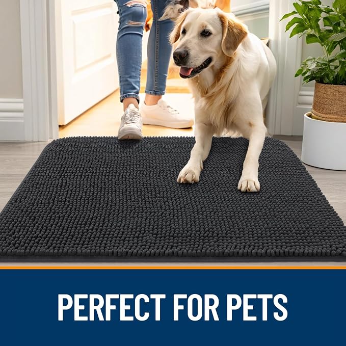 OLANLY Dog Door Mat for Muddy Paws 34x21, Super Absorbent Chenille Mud Mat | - Image 6