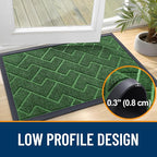 OLANLY Front Door Mat Outside 59x34, All-Season Absorbent Rubber Doormat | Green - Image 4