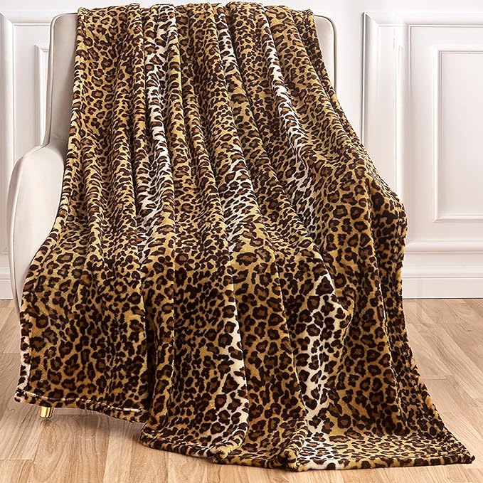 Edenleaf Leopard Print Blanket Fleece Throw by Edenleaf