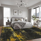 10x14 Area Rug Living Room: Modern Washable Soft Carpet Black Gold | - Image 3