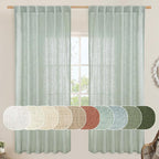 Light Sage Semi Sheer Linen Curtains 72 inch Length by LAMIT