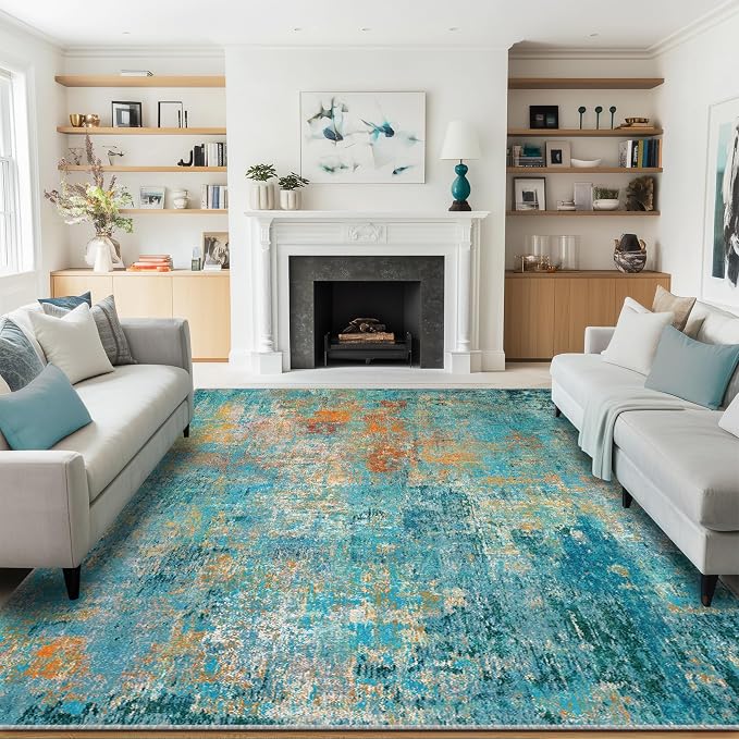 RELEANY Washable 9'x12' Abstract Area Rug by RELEANY