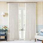Ivory White Pleated 100% Blackout Linen Curtains 96 Inches Long 2 Panels | by Twodrapes