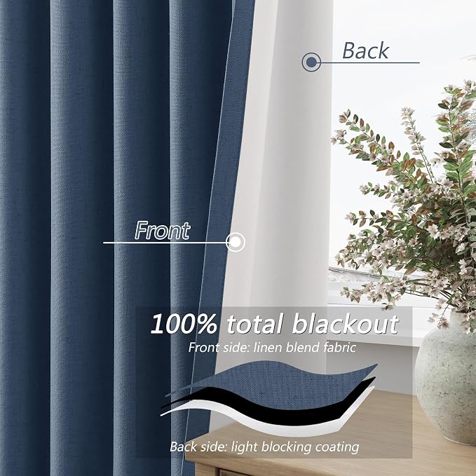 100% Blackout Curtains 90 Inch Length 2 Panels Set - Image 4