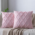 Set of 2 Soft Moroccan Throw Pillow Covers 16x16 Inch Plush Boho Decorative by Cozoomy