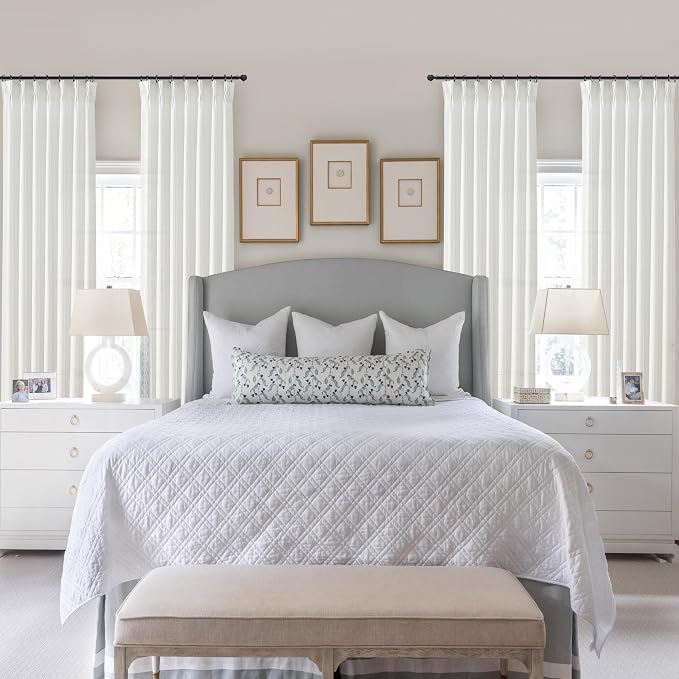 Extra Long Pinch Pleat Snow White Semi Sheer Curtains 108 Inches Long - Image 6