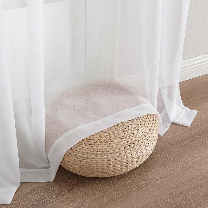 Sheer White Curtains for Bedroom Living Room 90 Inches Long 2 Panels Set - Image 9