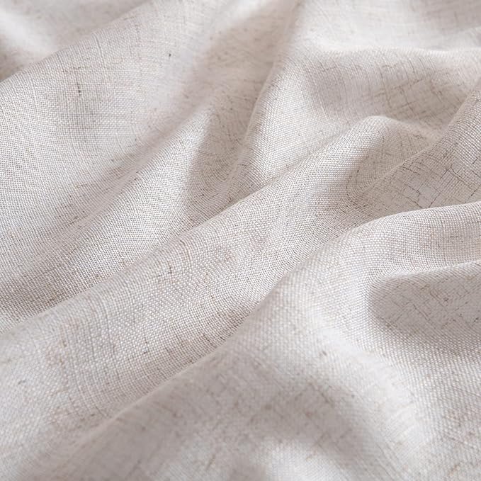 MIULEE Natural White Linen Curtains 64 Inch Length 2 Panels - Image 4