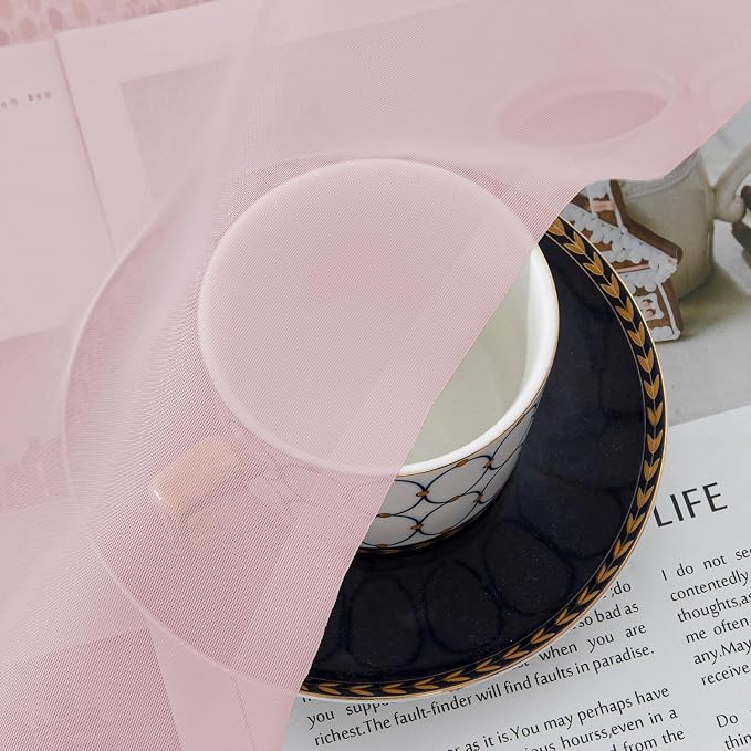 Blush Pink Sheer Valances for Windows 14 Inch Length 2 Pcs, Light Filtering - Image 4