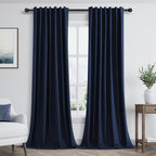 Navy Blue 100% Blackout Curtains 108 Inch Length 2 Panels Set by Guken