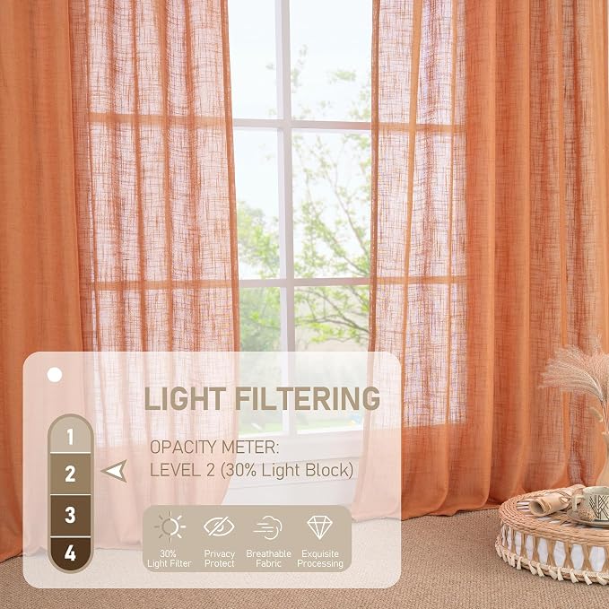 Burnt Orange Linen Curtains 45 inches Long - Image 5