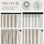 Topfinel 108 Inch Extra Long Ivory Birch Curtains - Image 4