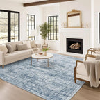 Soalmost 6x9 Area Rug for Living Room Washable Rugs Non-Slip Blue | Low-Pile - Image 8