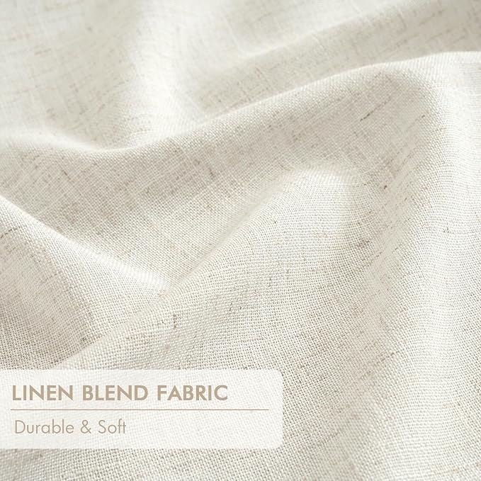 MIULEE Natural Pinch Pleated 100% Blackout Linen Curtains 40x100 Inches | Room - Image 6