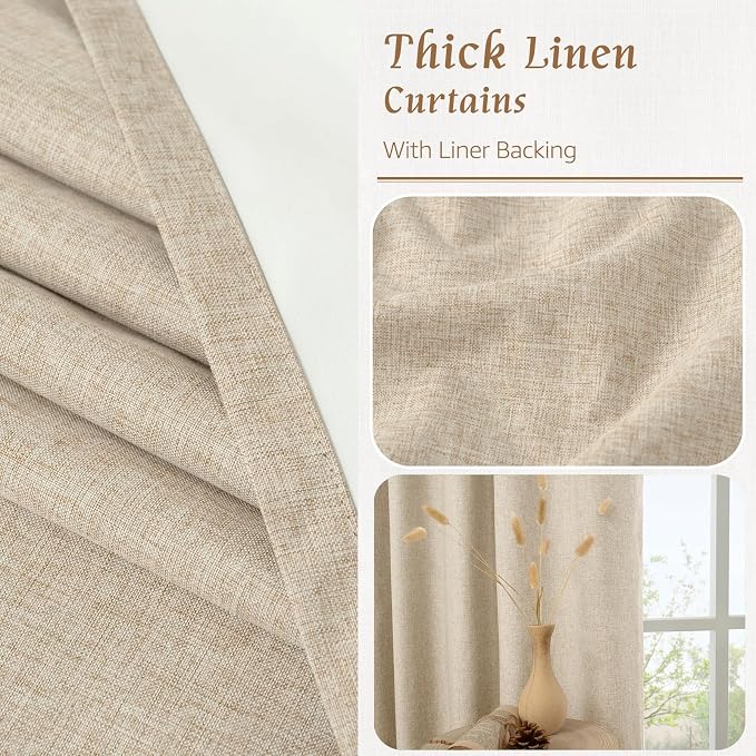 100% Blackout Linen Curtains 63 Inches - Image 8