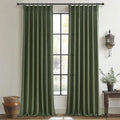 Loden Pinch Pleated Floor to Ceiling Long Curtains 120 Length, Vintage Curtains by PleatedDrapes
