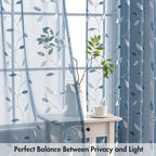 MIULEE Stone Blue Sheer Curtains 2 Panels Leaf Patterned, W52 x L84 | - Image 5
