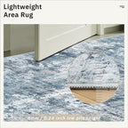 Soalmost Abstract Runner Rug 2x12 Hallway Kitchen Runners Blue/Grey | Stain - Image 7