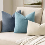 MIULEE Smoke Blue Chenille Couch Euro Throw Pillow Covers, 22x22 | Set of 2 - Image 2