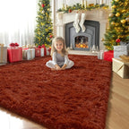 Amdrebio Terracotta Rust Furry Kids Area Rug 4x6 - Image 8