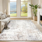 Beige Grey Washable Rugs 6x9 Area Rugs by Srugn