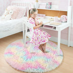 Amdrebio Rainbow Unicorn Pastel Round Circle Rug 5Ft - Image 7