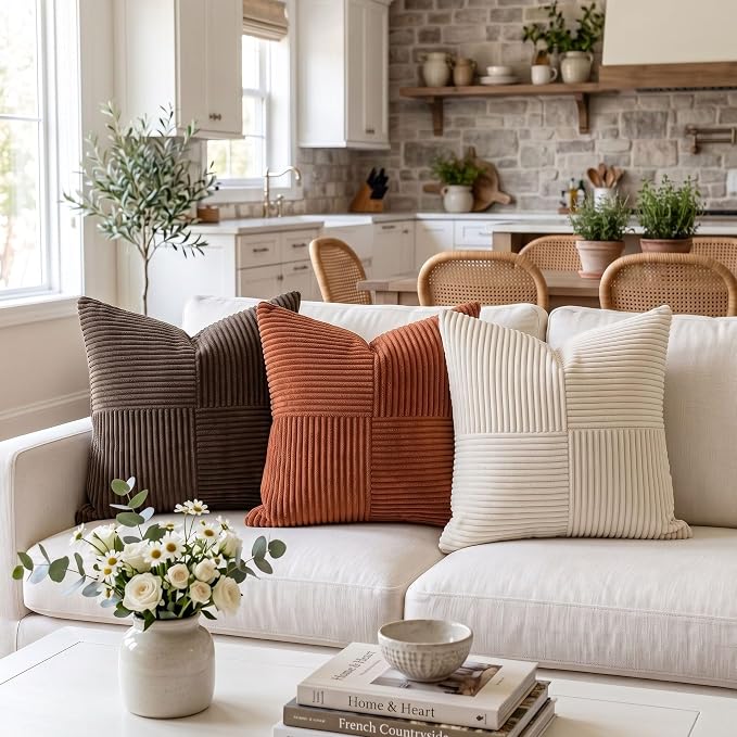 Fancy Homi 2 Packs Rust Boho Decorative Throw Pillow Covers 18x18 Inch - Image 2