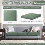 CALBODE 12Pcs Stretch Couch Cushion Covers, Water Resistant Outdoor Sofa - Image 2
