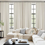 MIULEE Beige White Pinch Pleated 100% Blackout Linen Curtains 40x84 Inches | - Image 7