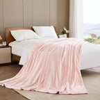 Exclusivo Mezcla Soft Waffle Fleece Bed Blanket King Size, Heather Pink | - Image 5