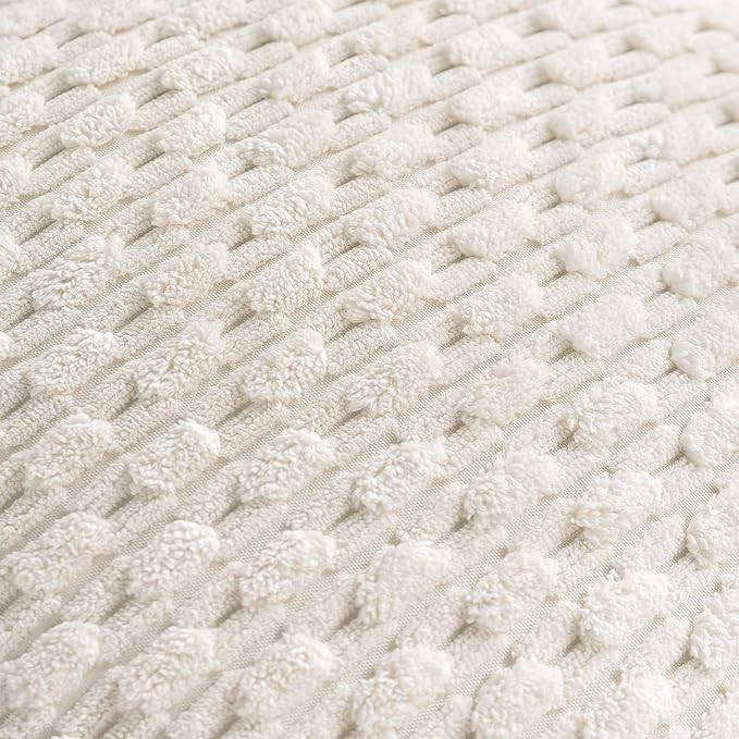 Set of 4 Cream White Decorative Throw Pillow Covers 24x24 Inch Corduroy Pillow - Image 5