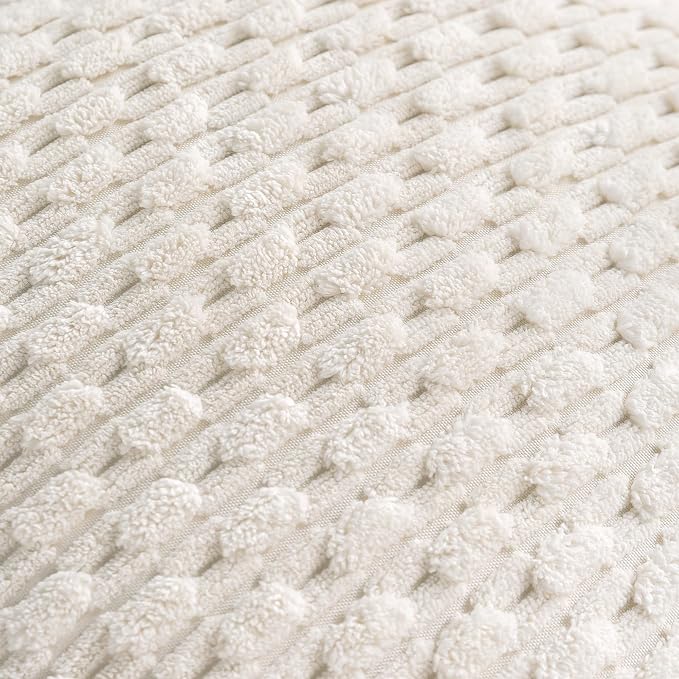 Set of 4 Grey White Taupe Decorative Throw Pillow Covers 26x26 Inch Corduroy - Image 7